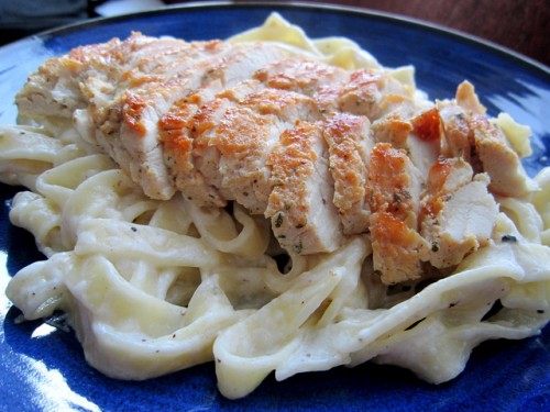Fettucine Alfredo with Sauteed Chicken Breast